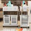 Cesto de Roupa Suja Portátil de Mão Cesto de Lavanderia com Roda Móvel Grande Capacidade Carrinho de Armazenamento Multifuncional para Banheiro