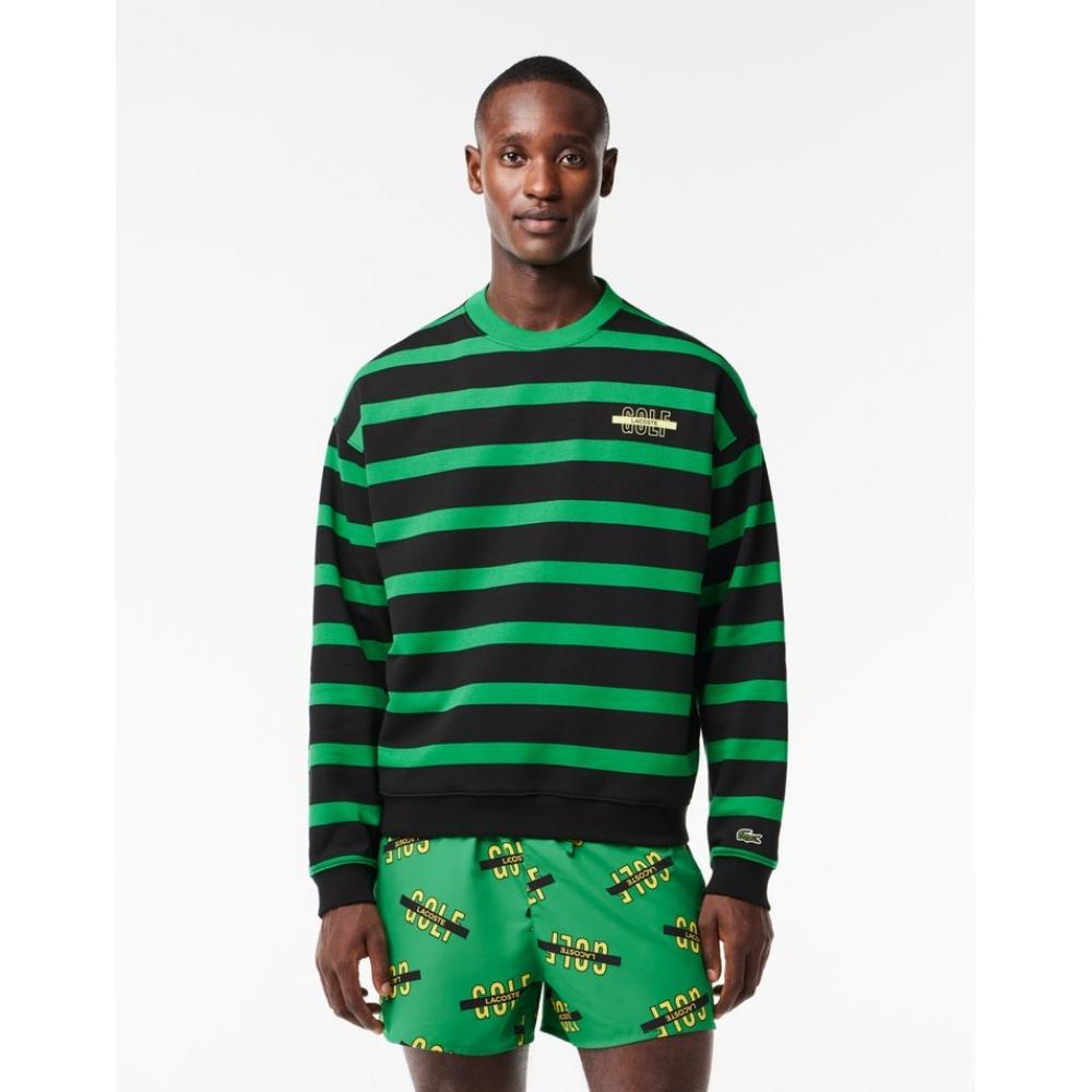 

LacoSTe Men S STriped Golf PrinT Crew Neck T ShirT Sh1497 53n Piq 004