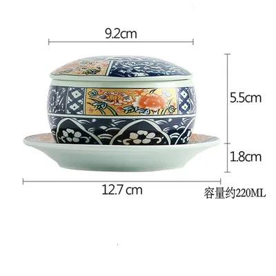 Kitchen Supplies, Ceramic Bowls, Hand-painted Blue and White Porcelain Soup Bowls, Steamed Egg Bowls with Lids, Tableware