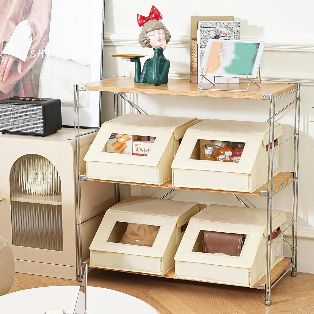 Stackable Closet Organizers Fabric Storage Bins Foldable Closet Drawers Wardrobe Space-Saving Clothes Storage