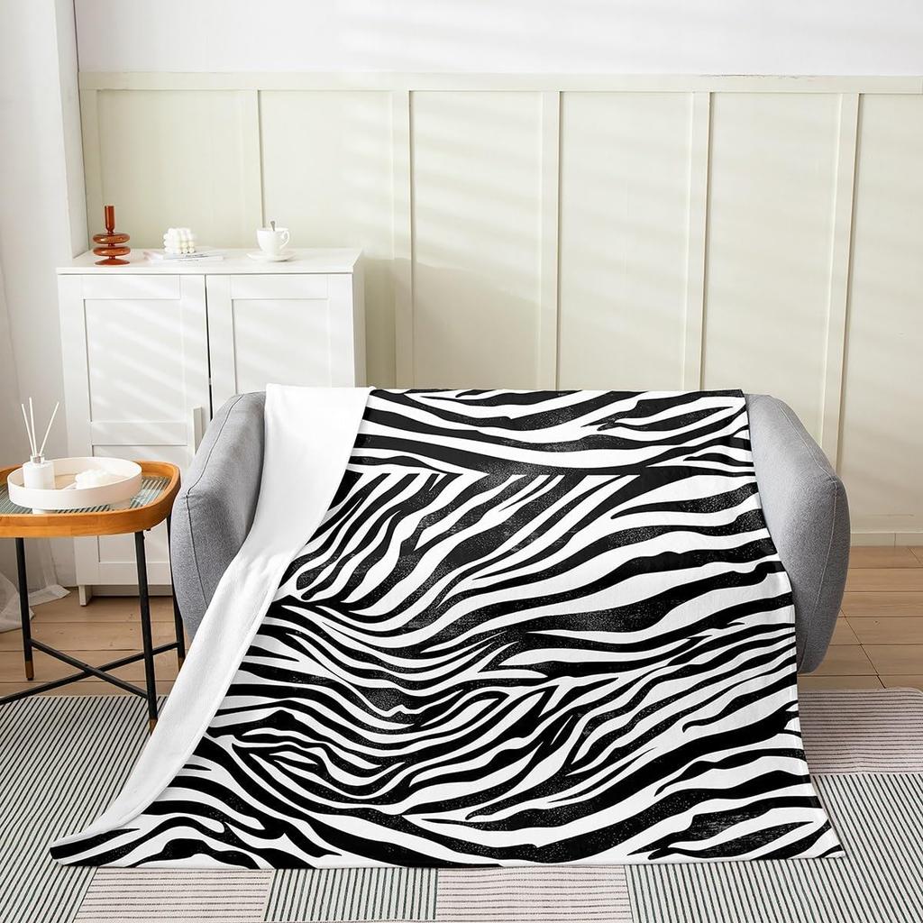Pink Zebra Print Blanket Soft Fleece Throw Cozy Living Room Decor Animal Pattern Bed Cover Fashion Home Textile