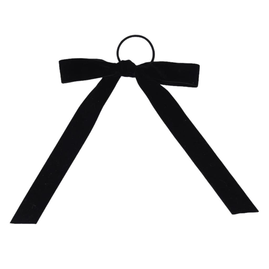 [iijo] Hair Tie, Ribbon, Velvet, Black, Barrette, Stylish, Sophisticated, Simple, Elegant, Formal, Velvet Ribbon (Ribbon Elastic)
