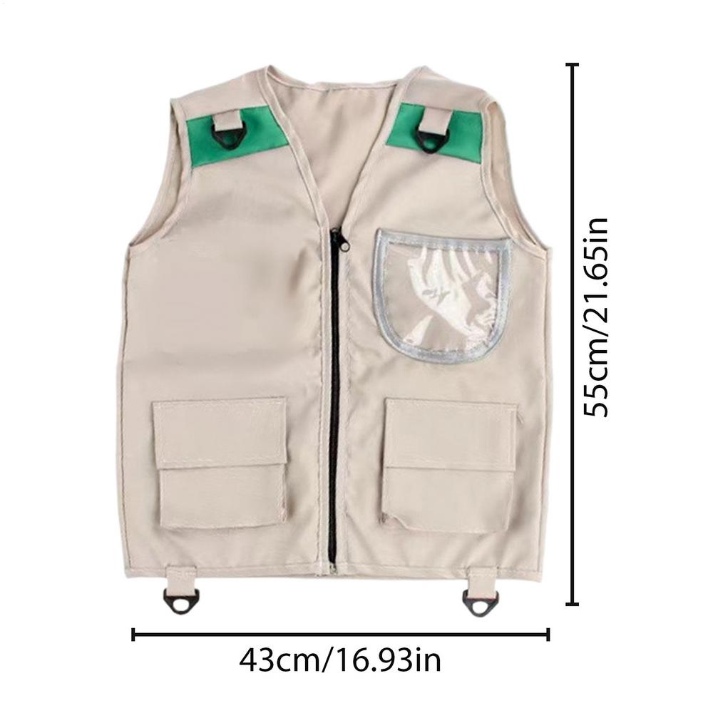 Fishing Vest Children Explorer Vest Outdoor Adventure Clothes Multiple Pockets Kids Camping Insect Fishing Party Cosplay Costume