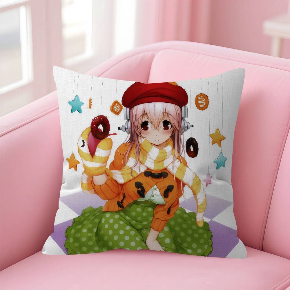 Beautiful Super S-Sonico Anime Personalized Pillow Dust Cover Bedroom Kids Party Decoration Pillowcase Birthday Children Gift