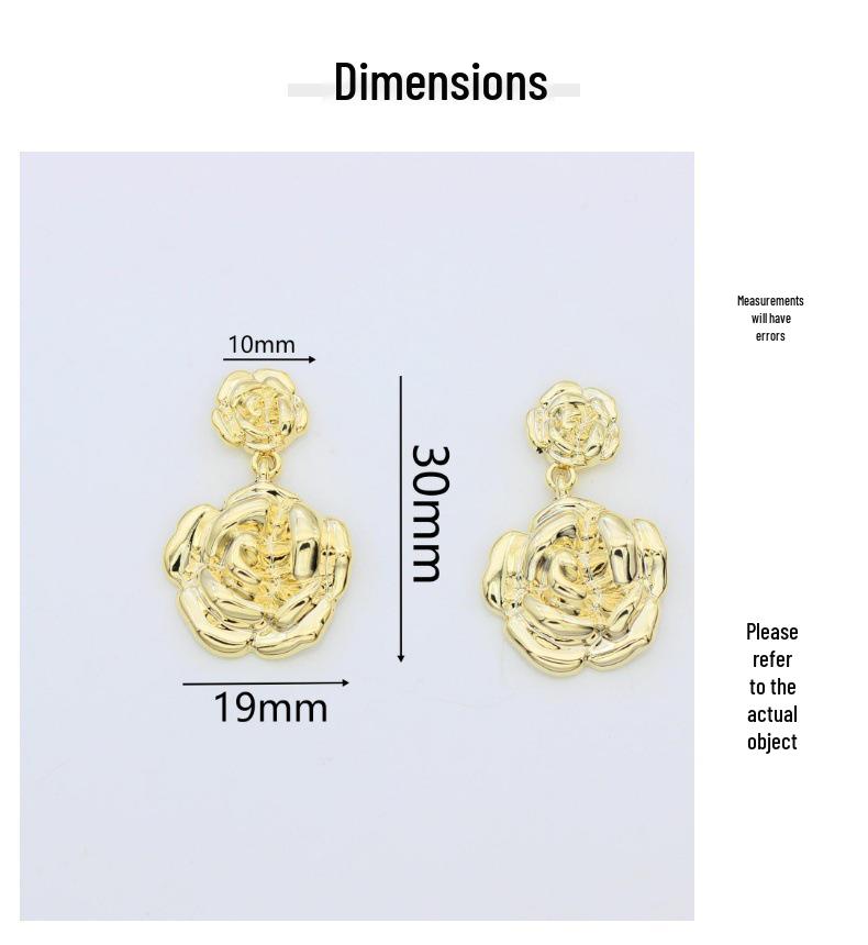 S925 Silver Floral Rose Stud Earrings with Gold Retention for Women