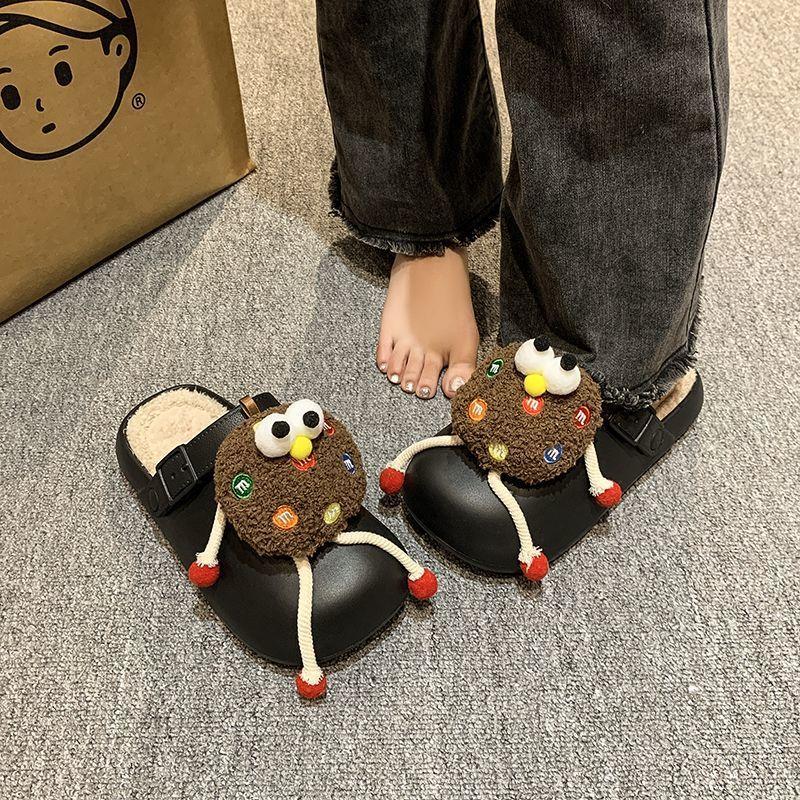 Milk Cute Big Eyes Cookie Doll Bag Head Drag 2025 Autumn and Winter Girl Heart Home Soft Bottom Cotton Slippers Women's Winter Wear