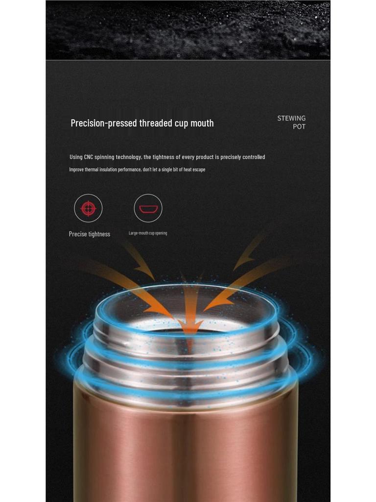 Portable Large Capacity Stainless Steel Thermos Pot: Insulated Stewing Kettle and Lunch Box for Office Women