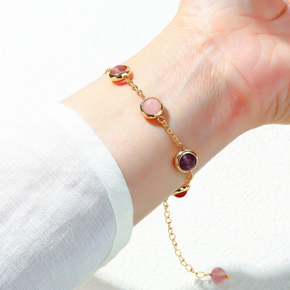 Adjustable Colorful Crystal Lucky Bracelet Waterproof Rainbow Candy Beads Bangle  Female Lady Girl