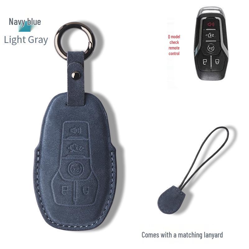 Genuine Leather Key Case for 2017-18 Ford Explorer/Mustang with Suede Buckle