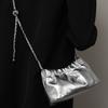 Popular Underarm Bag, Premium Sense Cloud Pleated Bag, Women'S Bag, First Layer Cowhide Single Shoulder Messenger Bag, Golden Ball Chain.