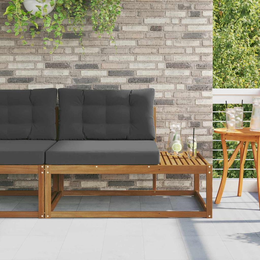 Outdoor Corner Sofa with Cushions Natural Finish 115 x 83 x 73 cm