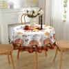 Table Cloth Autumn Leaves and Pumpkin Patterns Round Tablecloth 150cm for Thanksgiving Party Decoration