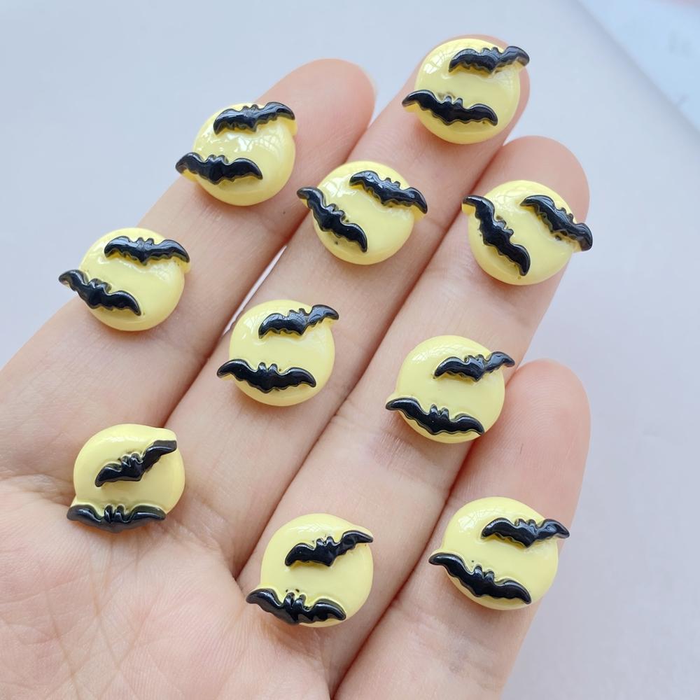 20 Pcs Cute Mini Halloween Bat Pumpkin Flat Back Resin Cabochons Scrapbooking DIY Jewelry Hairpin Craft Decoration Accessorie