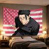 Anime Tapestry Geto Suguru Anime Pink American Flag Tapestry JJK Inspired Wall Cloth Banner Flags for Bedrooms Home Decor Items