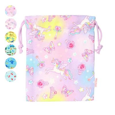 [Kinderkleidung] Kids Foret (Kinderwald) Einhorn・Baustellenfahrzeuge・Dinosaurier・Erdbeeren Allover Kordelzugbeutel S B11608