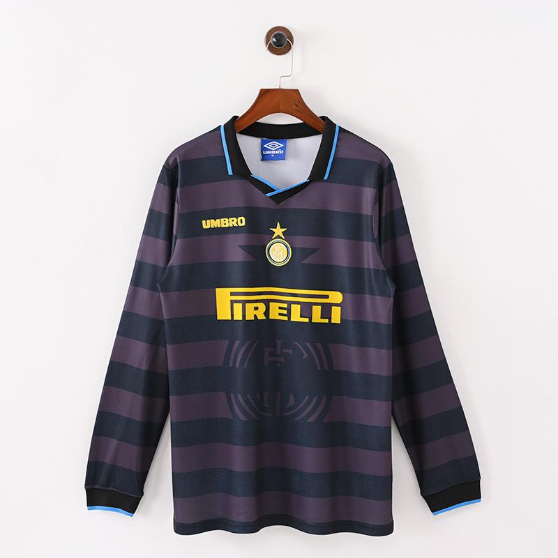 0910 Inter Retro Full Series Jersey, Champions League Home and Away Long-sleeved Football Jersey, Commemorative Print Jersey