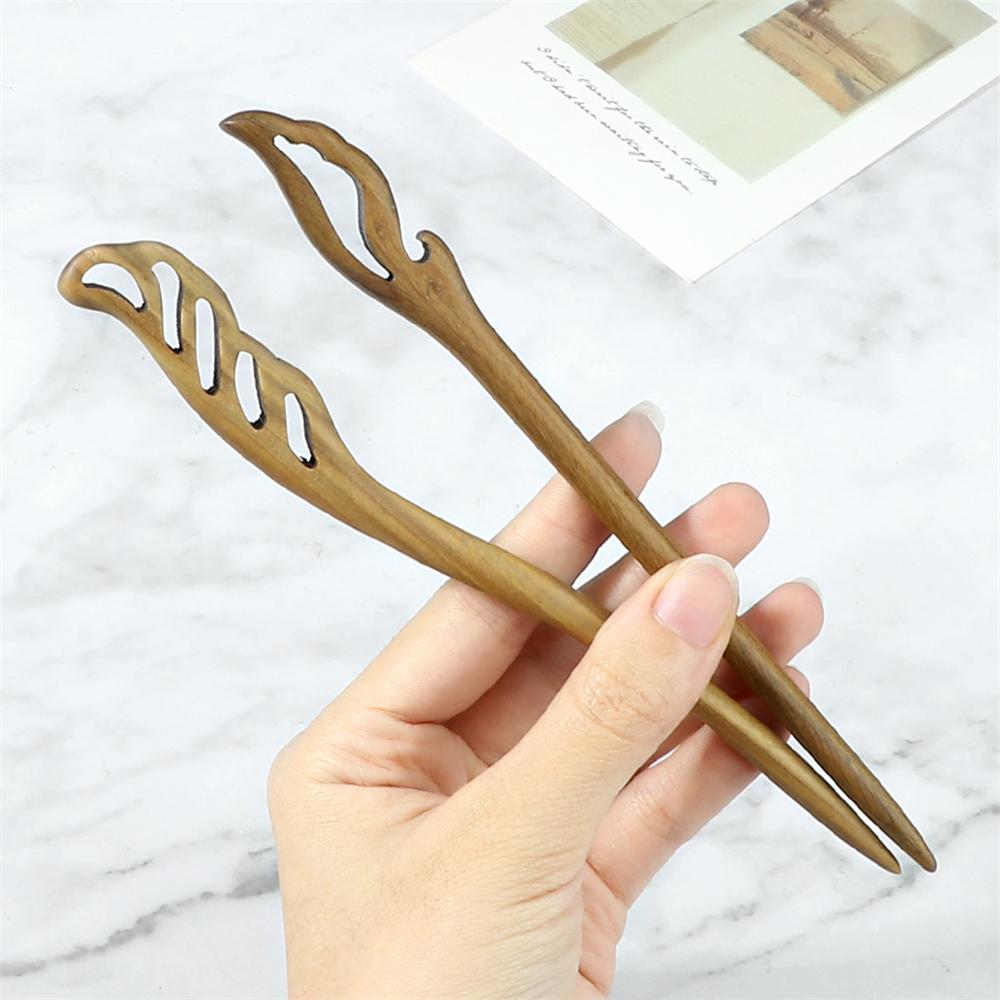 12 Styles Chinese Vintage Hairpins Green Sandalwood Ethnic Hair Sticks Women Girls High Quality Hairstyles Hair Accessories Gift