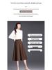 Autumn/Winter High-Waist A-Line Wool Skirt for Middle-Aged Women - Slimming Wide-Hem Pleated Skirt