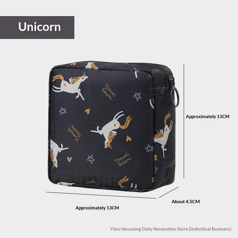 Women Sanitary Napkin Tampon Storage Bag Portable Waterproof Organizer Pouch Cartoon Pattern Sanitary Napkin Bag