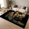 Totenkopf Gothic Thema Weicher Kristall-Samt Teppich Benutzerdefinierter Name & Text Druck Rutschfester Boden Teppich für Schlafzimmer Wohnzimmer