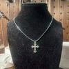Handmade Gothic Stainless Steel Snake Cord Necklace With Mini Rhinestone Cross Pendant