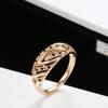 Natural Zircon Hollow Wave Ring Fine  Rose Gold Ethnic Wedding Rings For Women Beach Party Vintage Jewelry  New