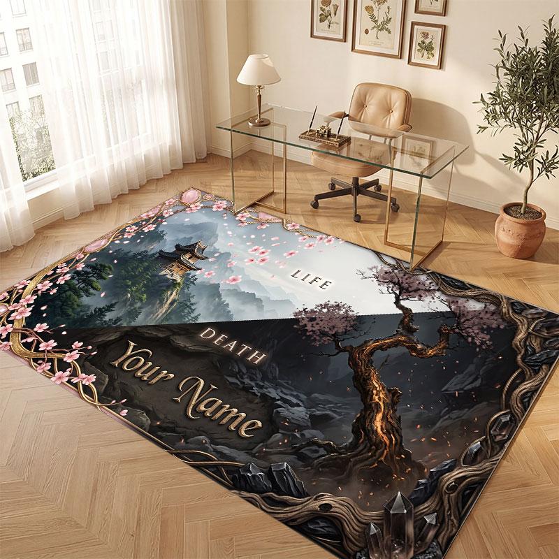 Abstract Personalized Theme Crystal Velvet Floor Rug Personalized Custom Name Text Warm Carpet Home Decoration