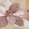 Large Glitter Christmas Poinsettia Flower Sequins Simulated Artificial Christmas Flower Realistic Handmade Craft
