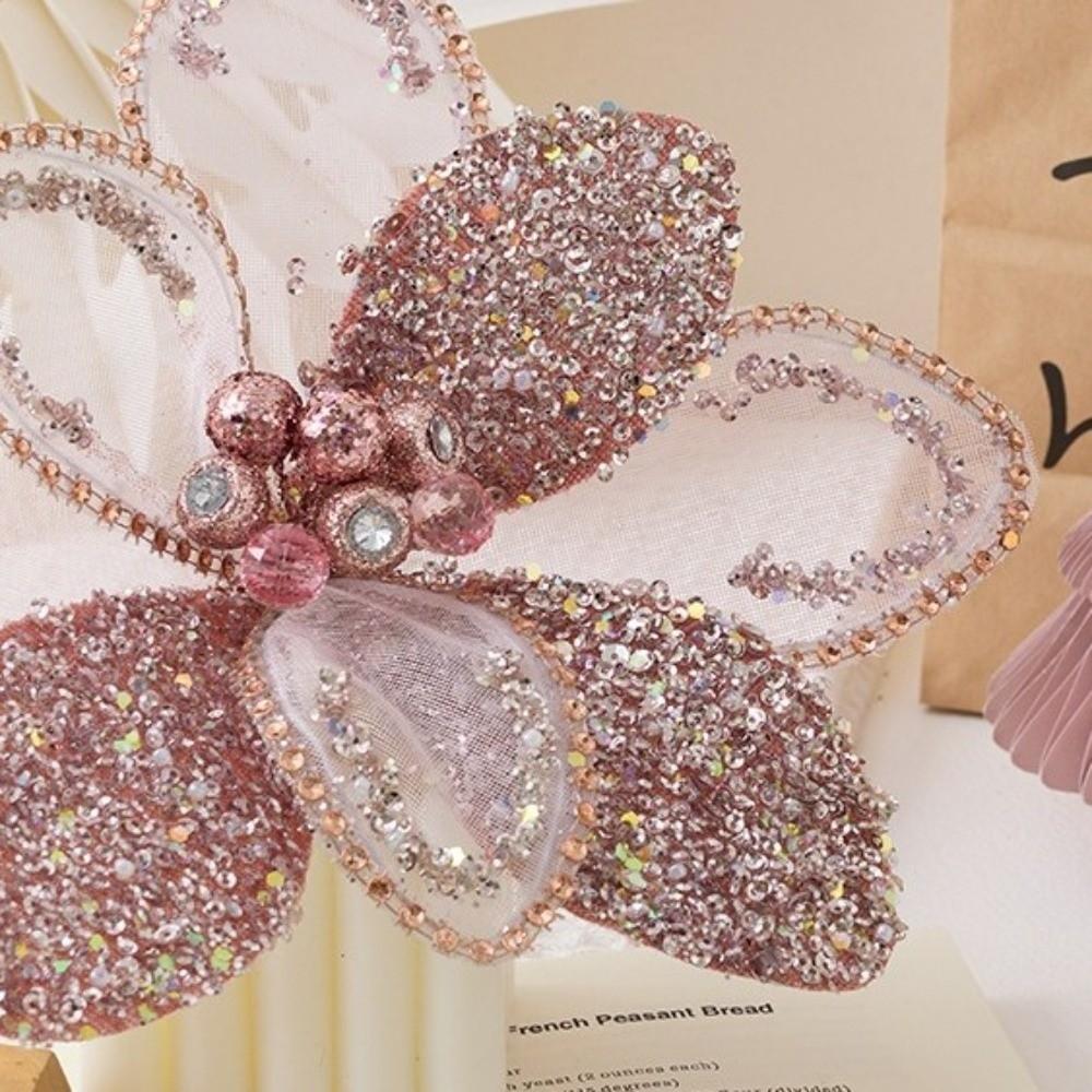 Large Glitter Christmas Poinsettia Flower Sequins Simulated Artificial Christmas Flower Realistic Handmade Craft