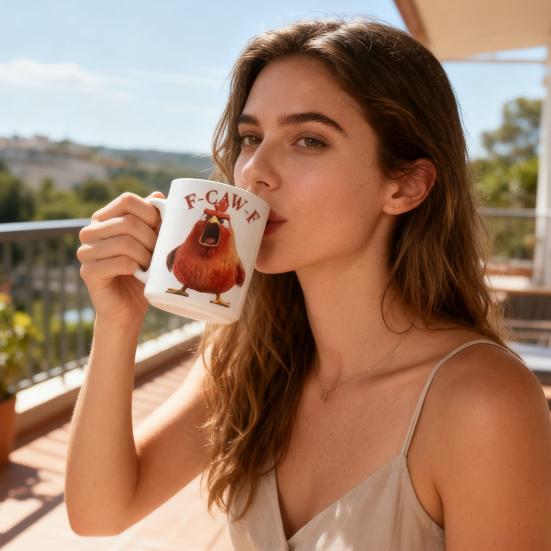 F-Caw-F Keramický hrnek na kávu 400 ml Skrytý vzkaz Šálek na čaj Sarkastický dárek pro milovníky čaje a kávy