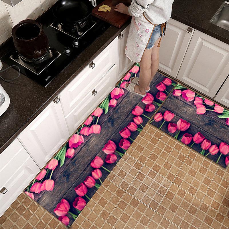 Kitchen Rugs Print Non-Slip Thick Cushioned Kitchen Mat Comfort Standing Mat for Kitchen