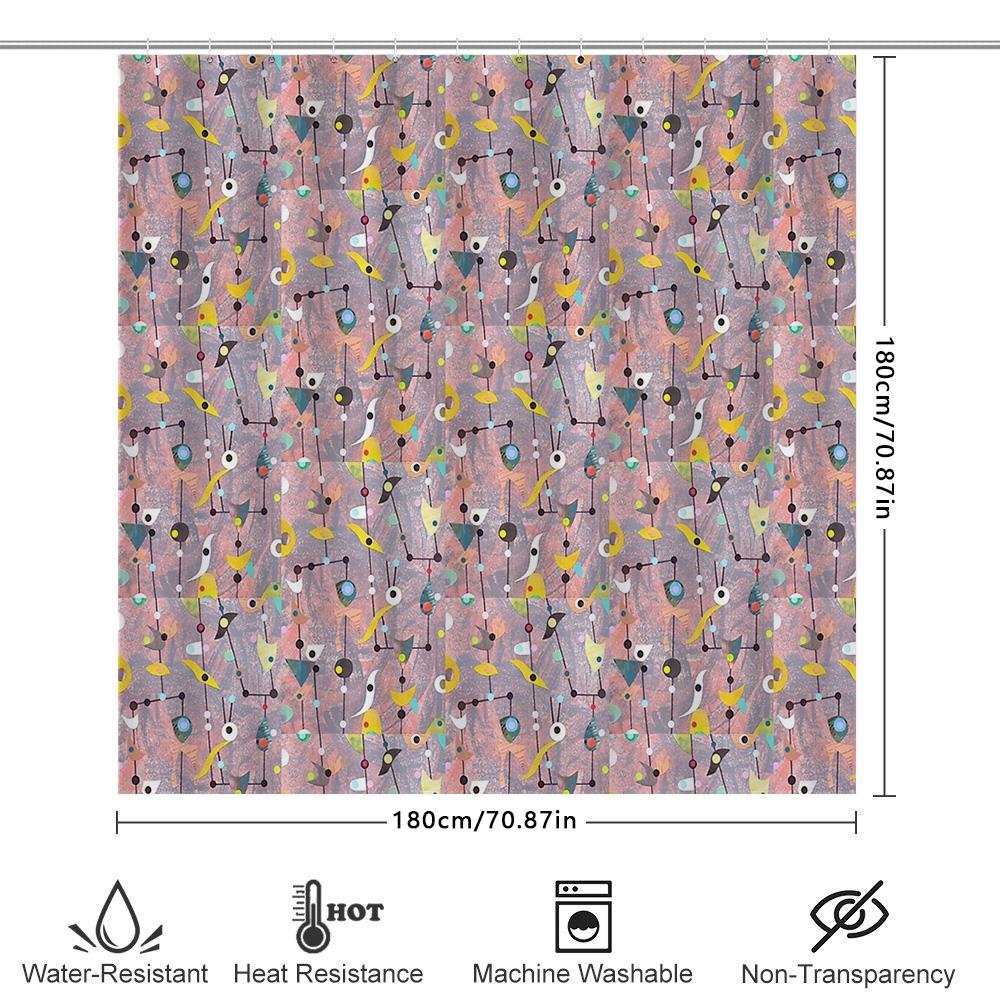 Abstract Shower Curtain Modern Art Bathroom Decor Geometric Pattern Washable Fabric Liner Stylish Home Textile