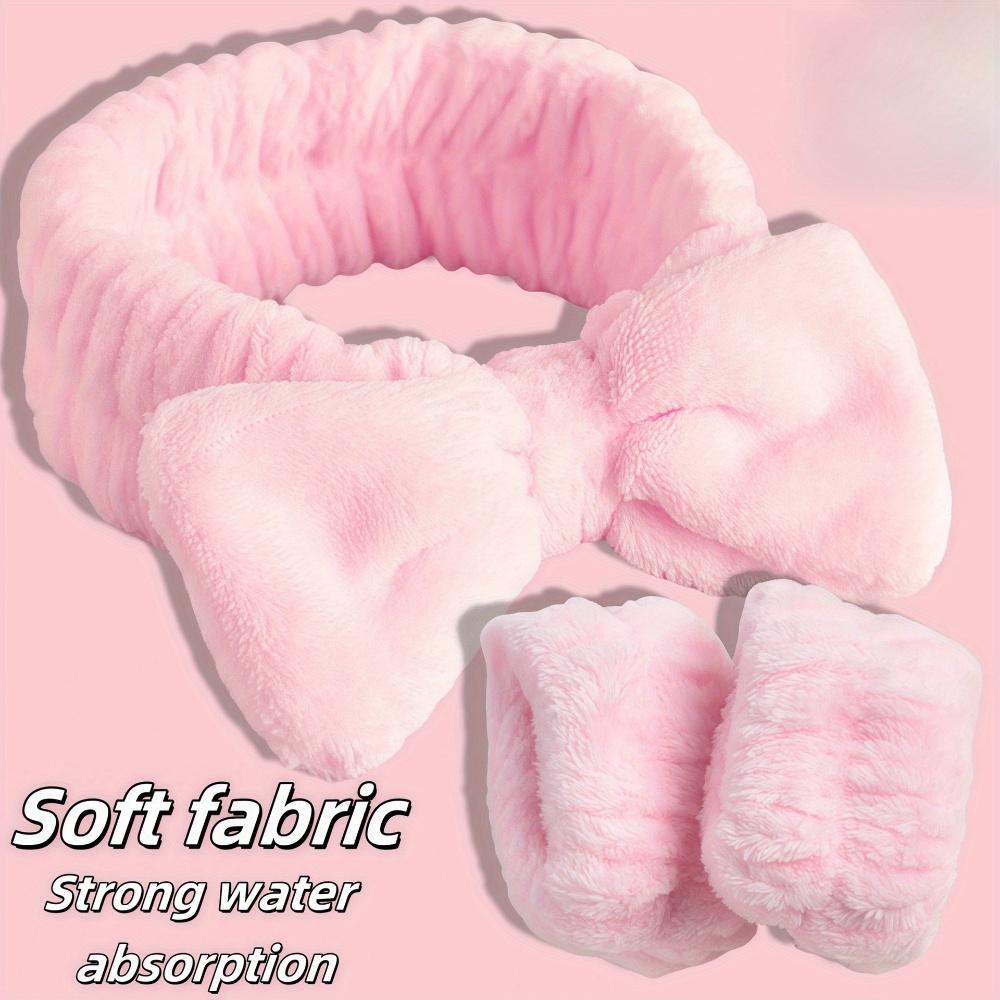 16pcs Bow Wash Face Headband Hair Bands Hair Ties Claw Clips Wrist Band Set - High Stretch Scrunchies, Matte Frosted Large Flower Claw Clips