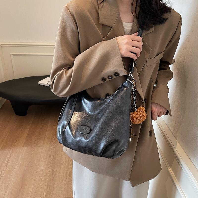 2025 new large-capacity tote bag women's retro lightweight double shoulder women's bag fashion single shoulder messenger bag