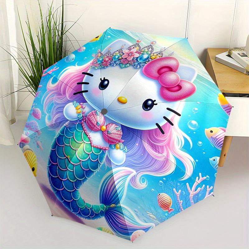 

1pc Mermaid Hello Kitty Ocean Adventure Umbrella with Plastic Handle,Suitable for All Seasons Home Travel Outdoor UmbrellaSanlio569