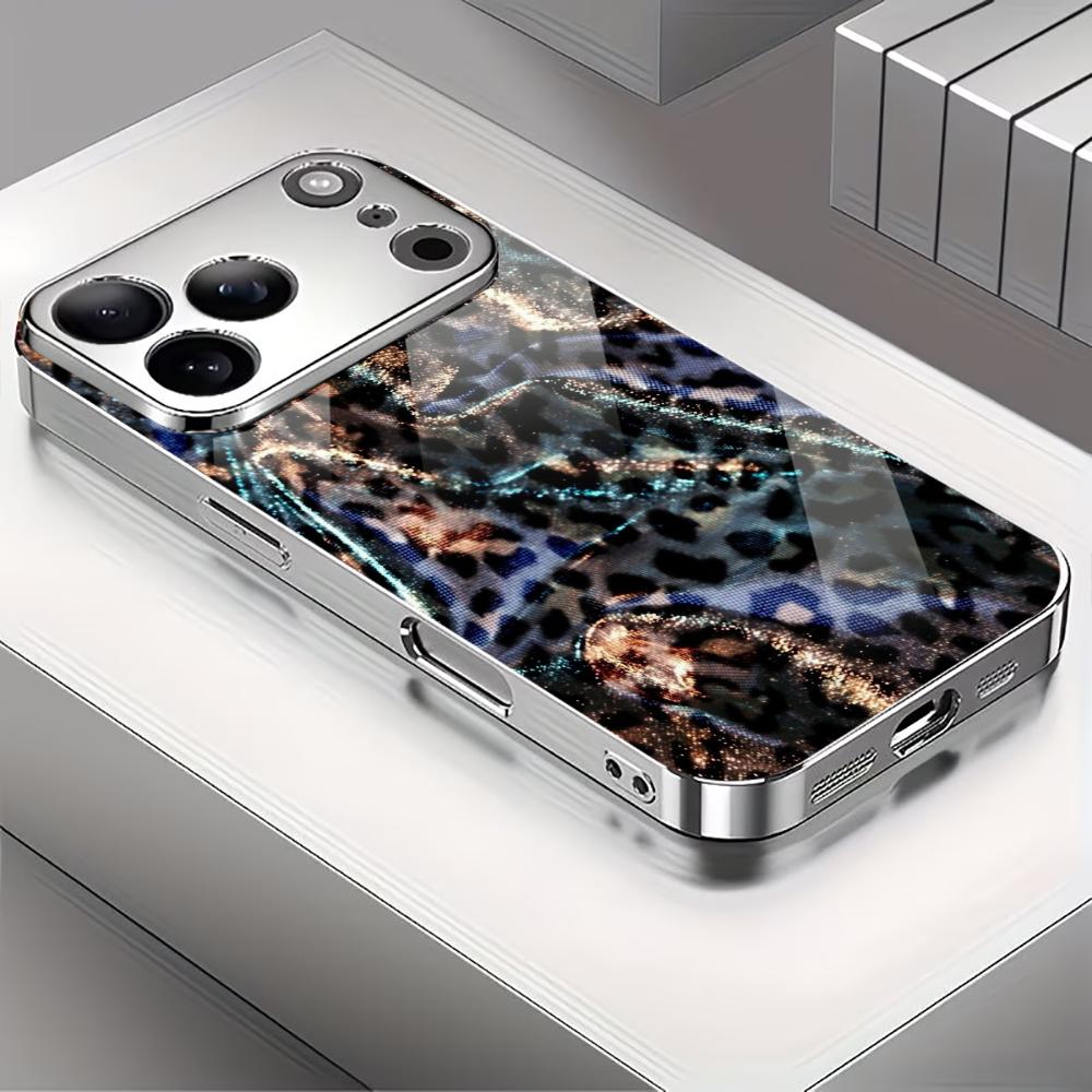 Colorful leopard print fashion phone cases carcasa Smartphone Glass Phone Case for iPhone 17 16 15 14 13 12 11pm Pro Plus fundas