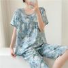 New cotton and silk pajamas women's summer thin two-piece set short-sleeved rayon cotton silk cute loose large size loungewear