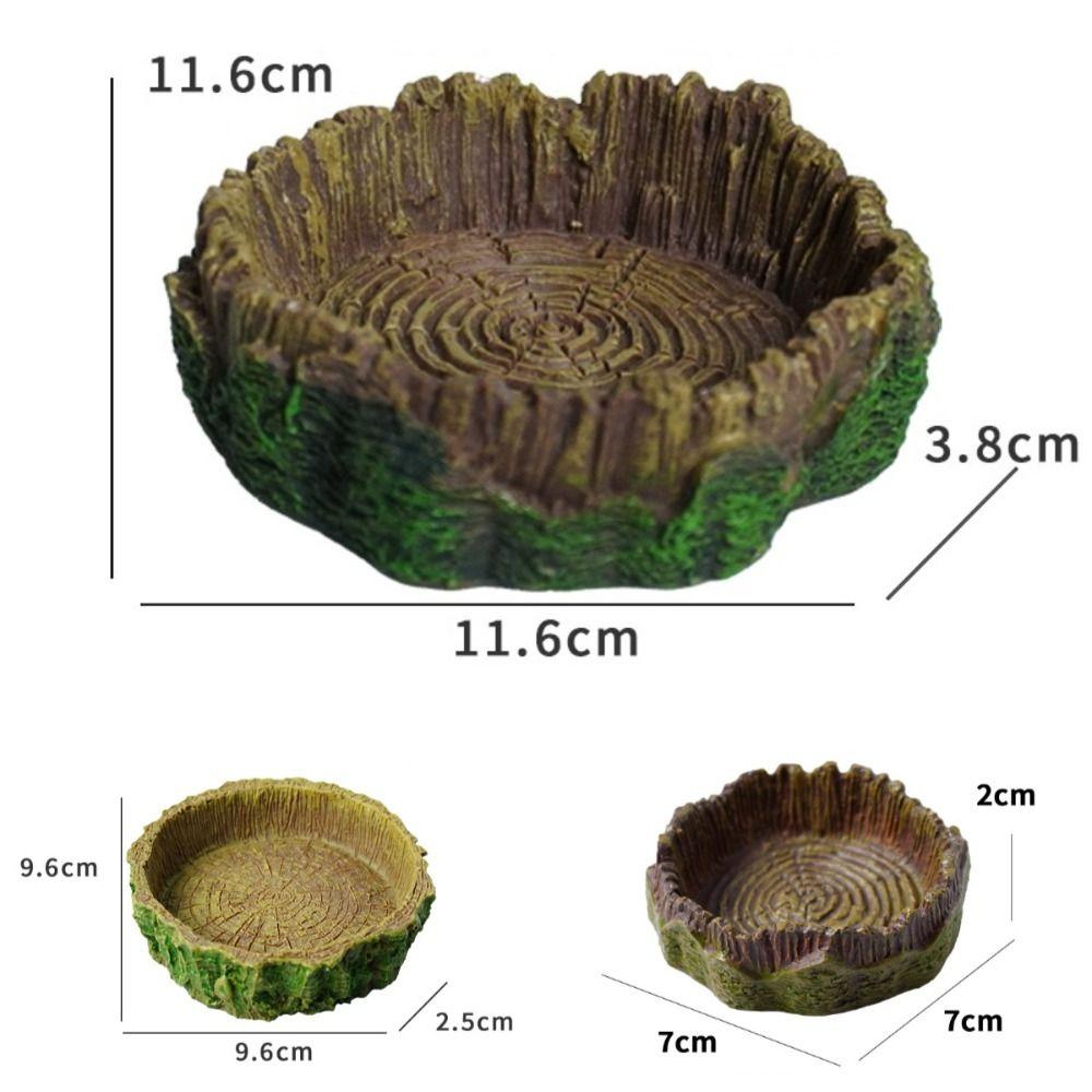 New Resin Reptile Feeder Bowl Shallow Design Durable Water Pot Stump Pet Reptile Bowl Reptile Supplies