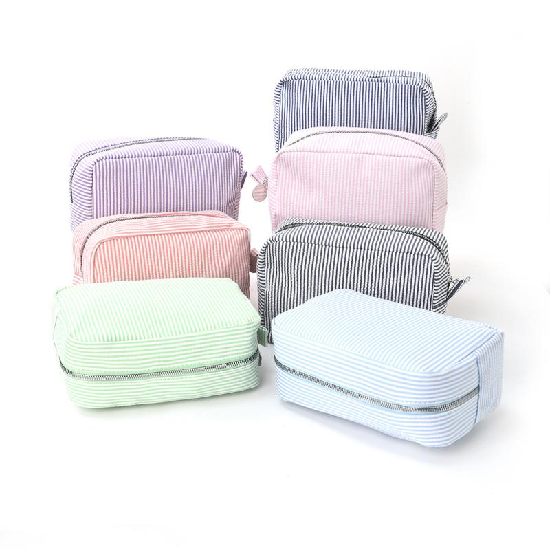 Borsa per Cosmetici a Strisce Fresca Semplice Grande Capacità Borsa per Trucco Astuccio per Matite Borse per Articoli da Toeletta da Viaggio Custodia per Articoli da Toeletta