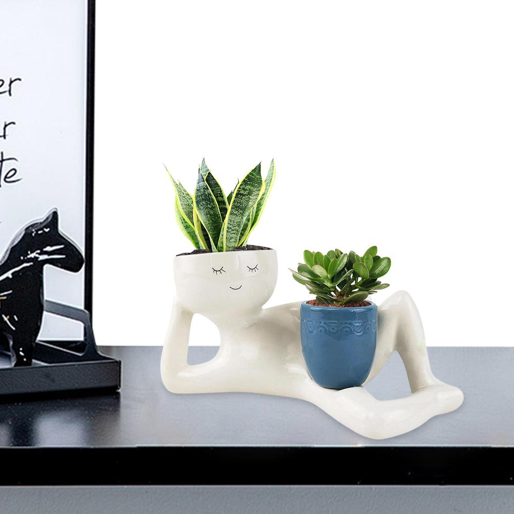 Lazy Guy Planter Lazy Little Character Flowerpot Relaxing Person Holding Pot Planter Funny Plant Pots for Home Garden Decor