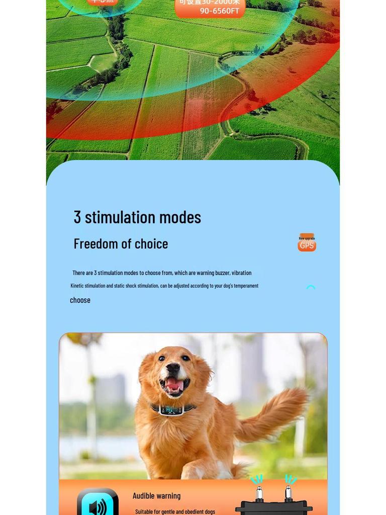 Cross-Border GPS Dog Fence & Training Device - Waterproof Anti-Barking Shock Collar