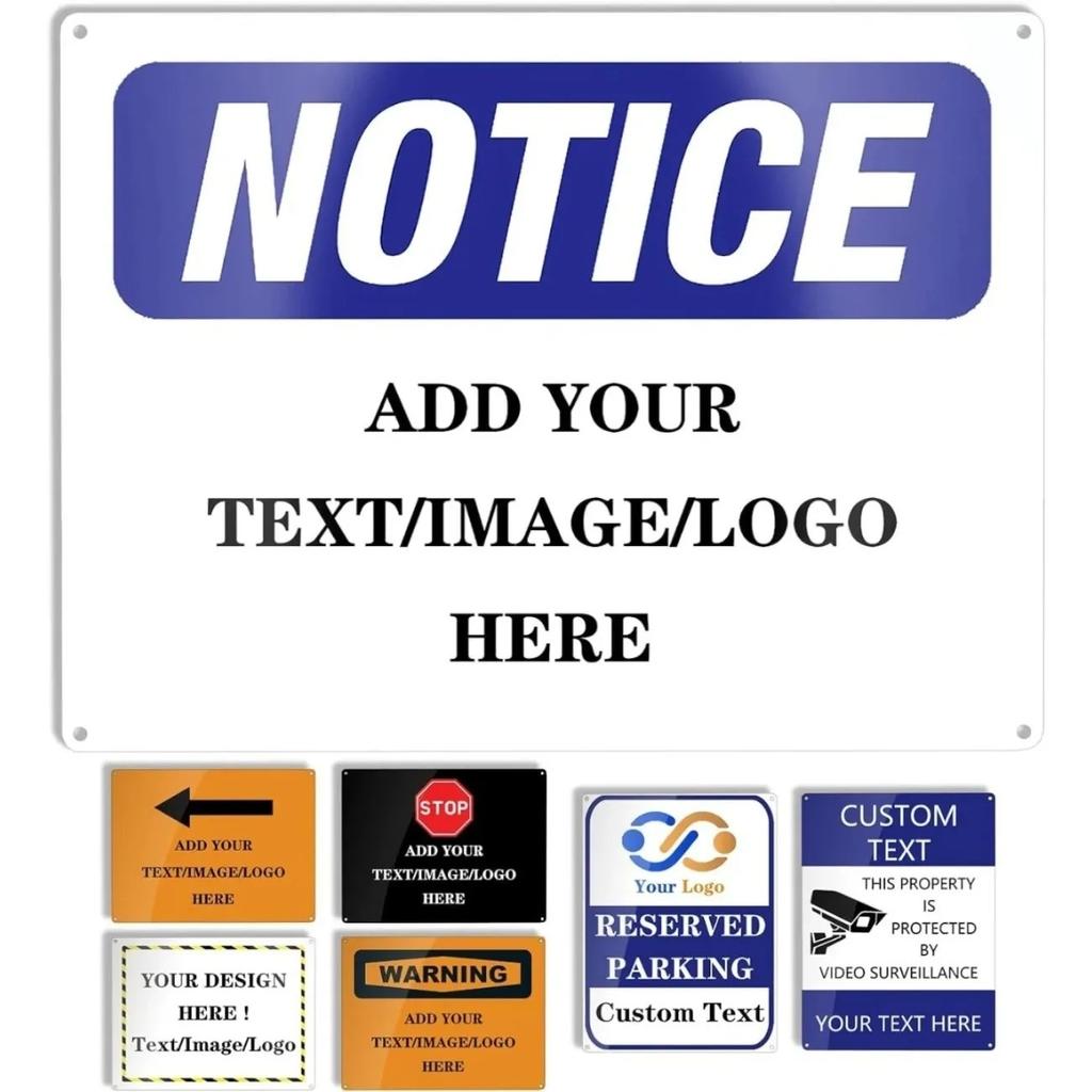 Custom Metal Sign Personalized Warning Plaque Custom Text Logo for Home Business Office Wall Decor