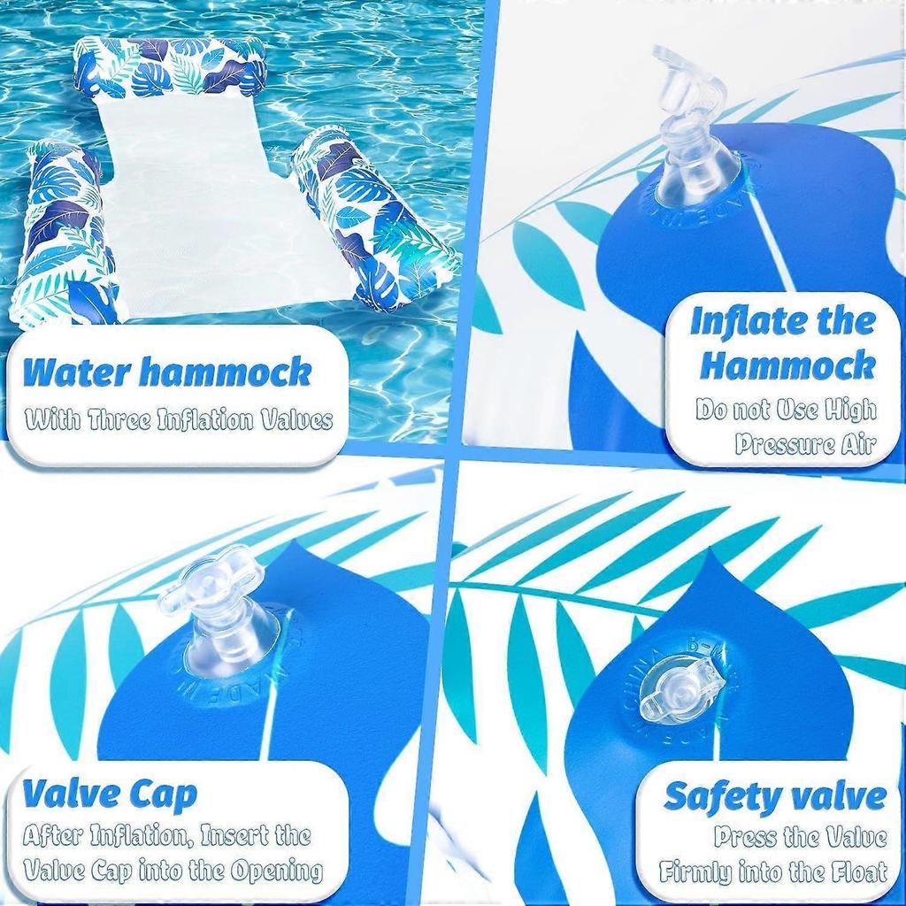 2 Pack Pool Inflatables, Inflatable Pool Floats, 4 IN 1 Swimming Pool Floats Hammock, Inflatable Pool Toys Water Hammock for Armchair Mattresses Seat