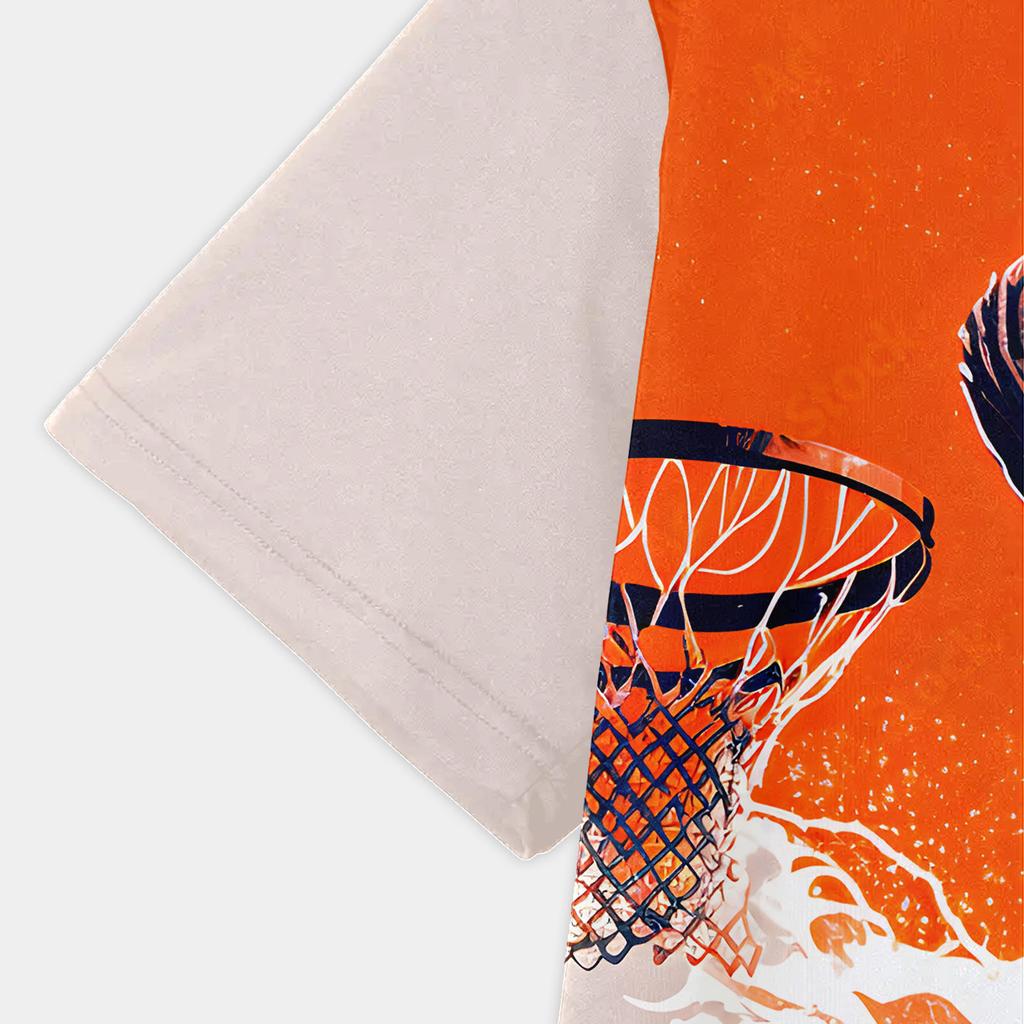 Summer Round Neck Basketball Pattern 3D Printed Top Fashionable Casual Short Sleeved Children's Boy T-shirts