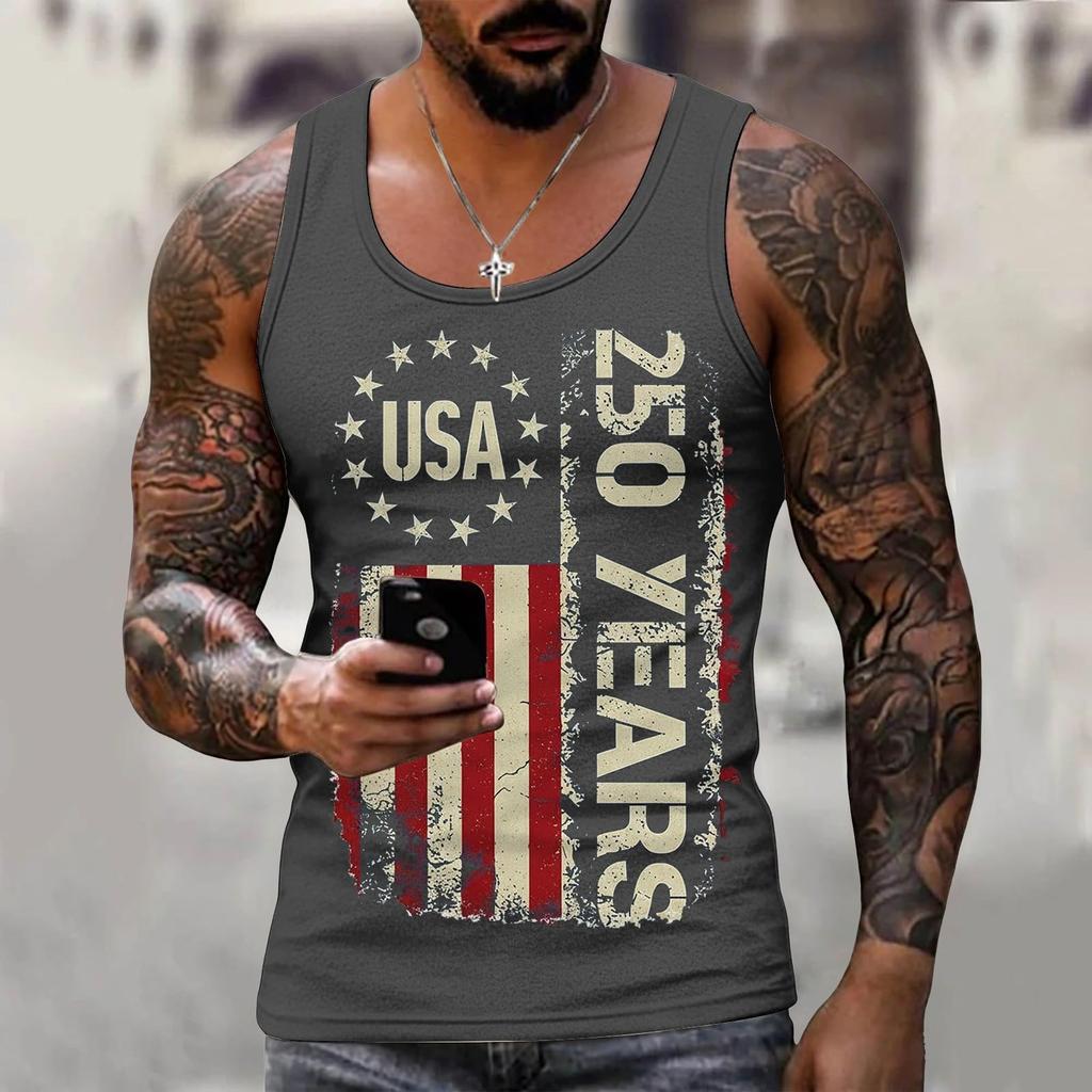 Men 4th Of Shirts USA Muscle Sleeveless Shirt Patriotic Tank Tops