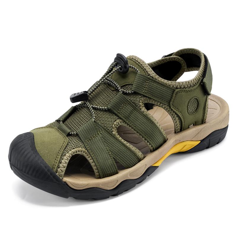 

New Lightweight Mens Mesh Sandals Non Slip Sandaly Outdoor Summer Beach Shoes Walking Shoes Breathable Male Wading Aqua Footwear 48 армія зелений колір