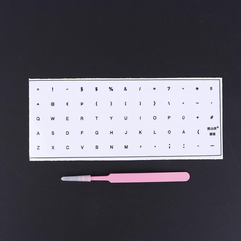 

PVC German Tear-Off Film Keyboard Sticker With Tweezers Desktop Laptop Key Sticker Single Film Universal Transparent Sticker чёрный