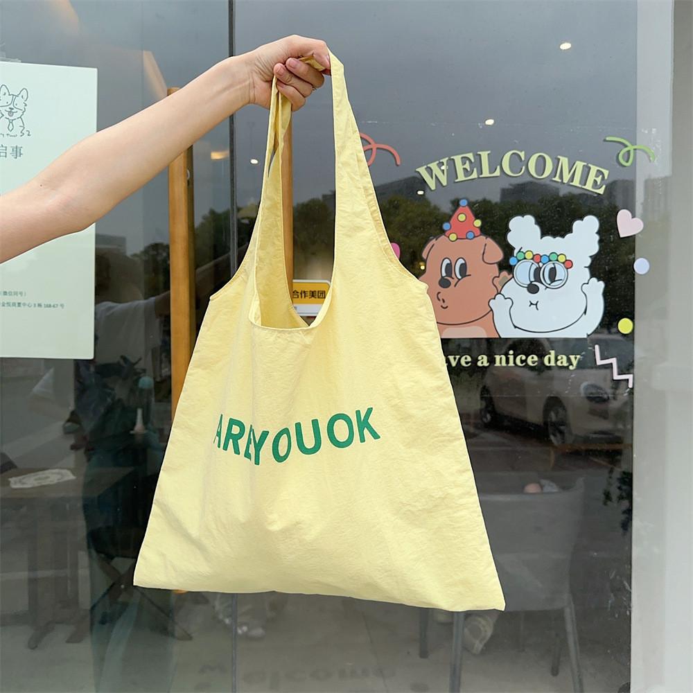 Chic Letter Print Shoulder Bag Spacious Trendy Tote Street Style Canvas Bag