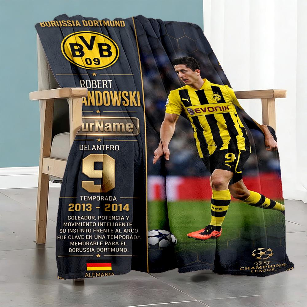 Borussia Dortmund Personalized Text Blanket Cozy Customizable Blanket Soft & Cozy Suitable for Couch Bed Home Decor Picnics for All Occasions