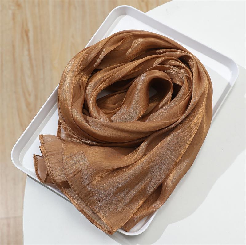 2025 Frühling/Sommer Damen Seidenschal: Leichter, einfarbiger Sonnenschutzschal